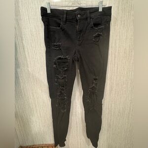 American Eagle Outfitters Black Distressed Skinny Jeans